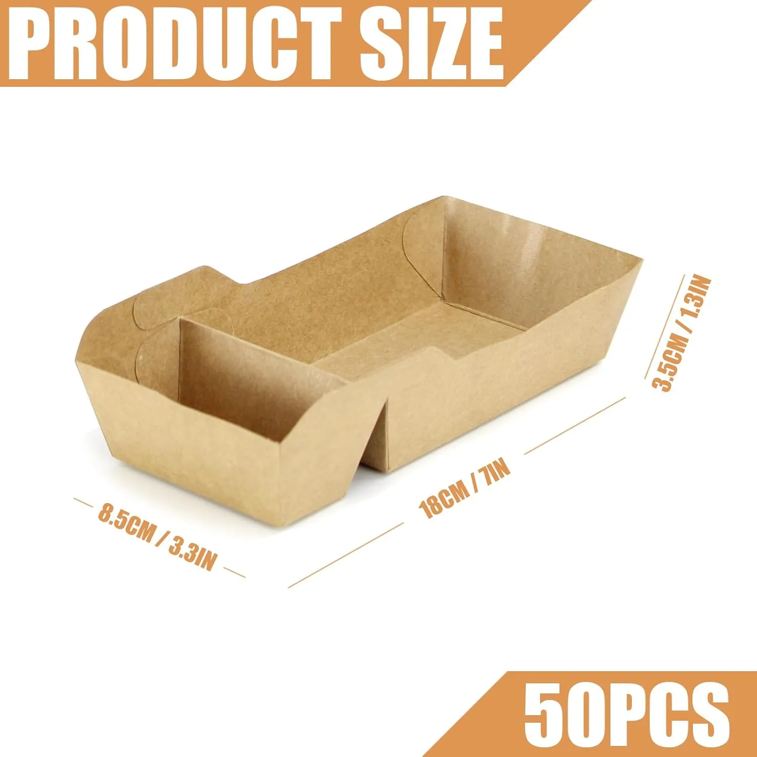 100 PC Nacho Trays, 16oz Disposable Nacho Containers with Chip and Dip Holder,2 Compartments Kraft Paper Food Boats Taco Snack Trays for Parties, Movie Night Supplies and Concession Stands (100, 16oz)