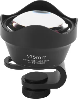 105MM Mobile Phone Lens,105mm 5X Magnification Phone Telephoto External Aspherical Portrait Close‑up Photography Lens, with Storage Bag,for Phone for IOS Pad