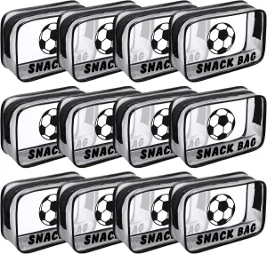12 Pcs Soccer Snack Bags for Team Gifts Goodie Snack Treat Candy Pouch Bags Clear PVC Waterproof with Zipper Party Favors for Team Ground Birthday Gifts Sport Supplies