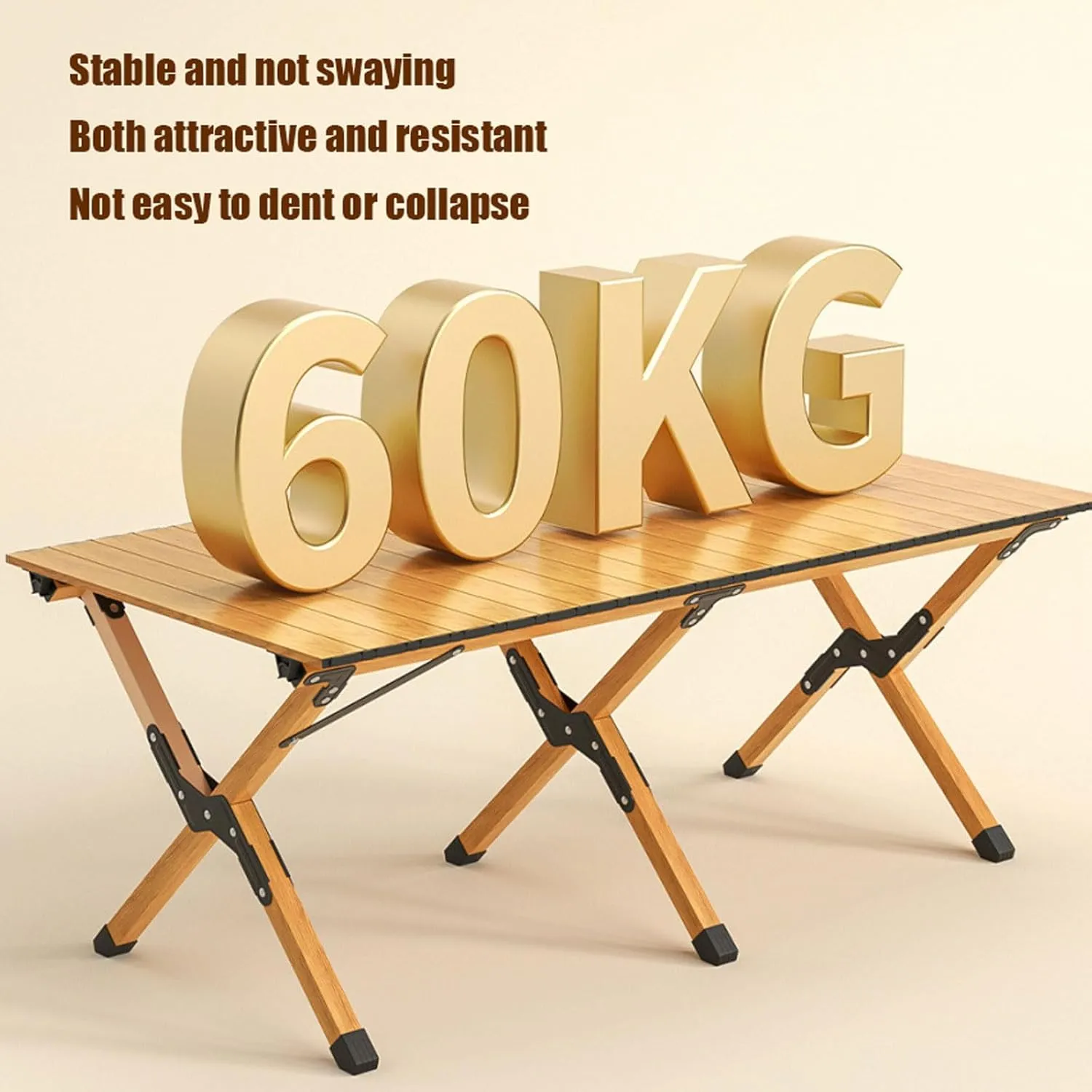 120cm Foldable Camping Table with air Set, Aluminum Roll-up Table Top Picnic Table Portable Lightweight Camping Fur Set for BBQ Garden