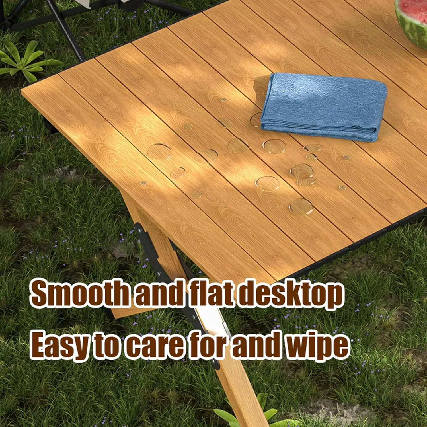 120cm Foldable Camping Table with air Set, Aluminum Roll-up Table Top Picnic Table Portable Lightweight Camping Fur Set for BBQ Garden