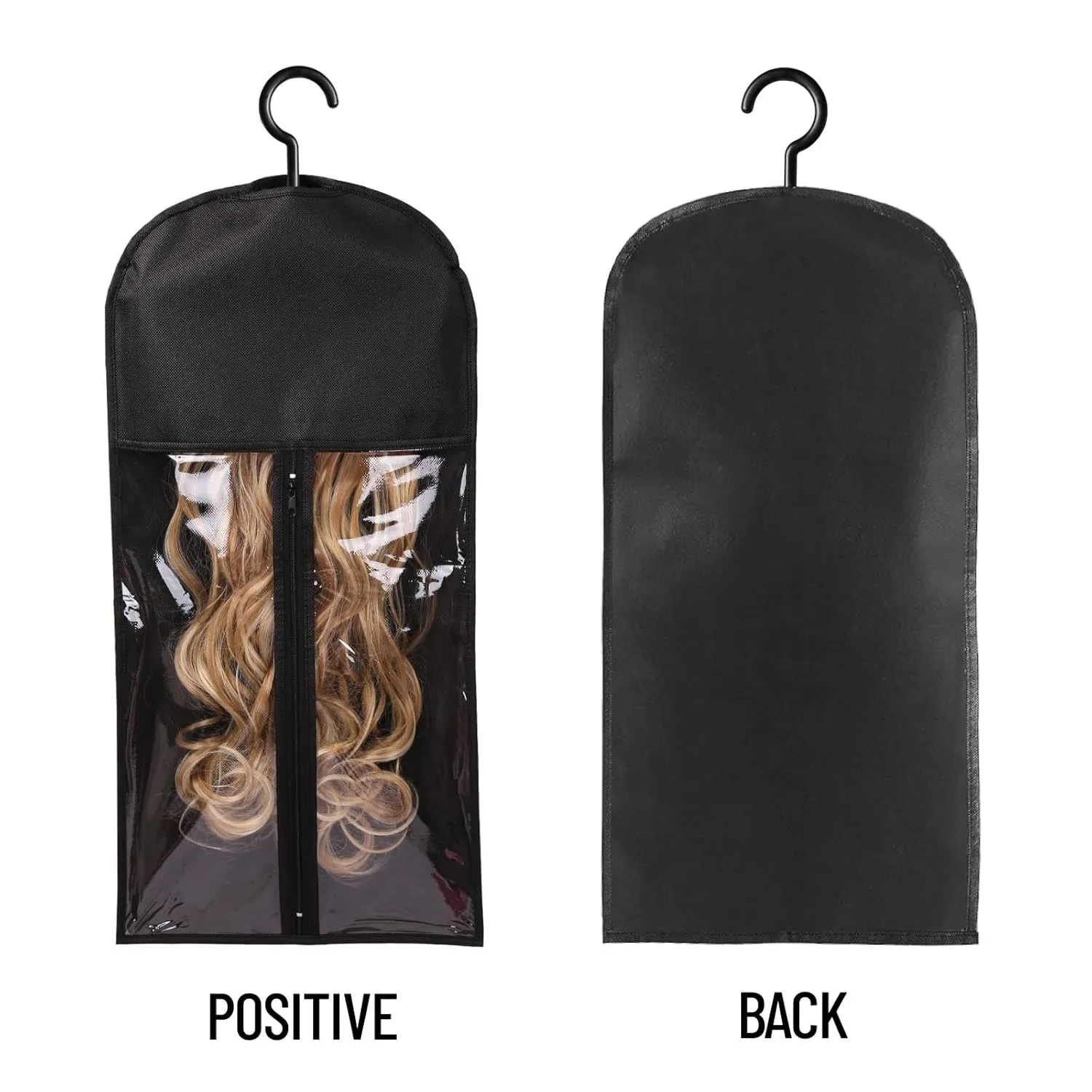 12PCS Hair Extension Holder Wig Storage for Multiple Wigs Holder Wig Bags Storage with Hanger Hair Extension Storage Wig Hanger for Multiple Wigs Hair Extensions, Wigs & Accessories (BLACK)