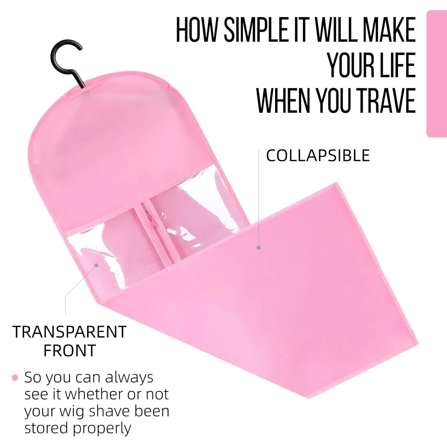 12PCS Wig Storage Wig Bags Storage with Hanger Hair Extension Holder Wig Hanger for Multiple Wigs Hair Extension Hanger Wig Holder Hair Extension Storage Hair Extensions, Wigs & Accessories (PINK)