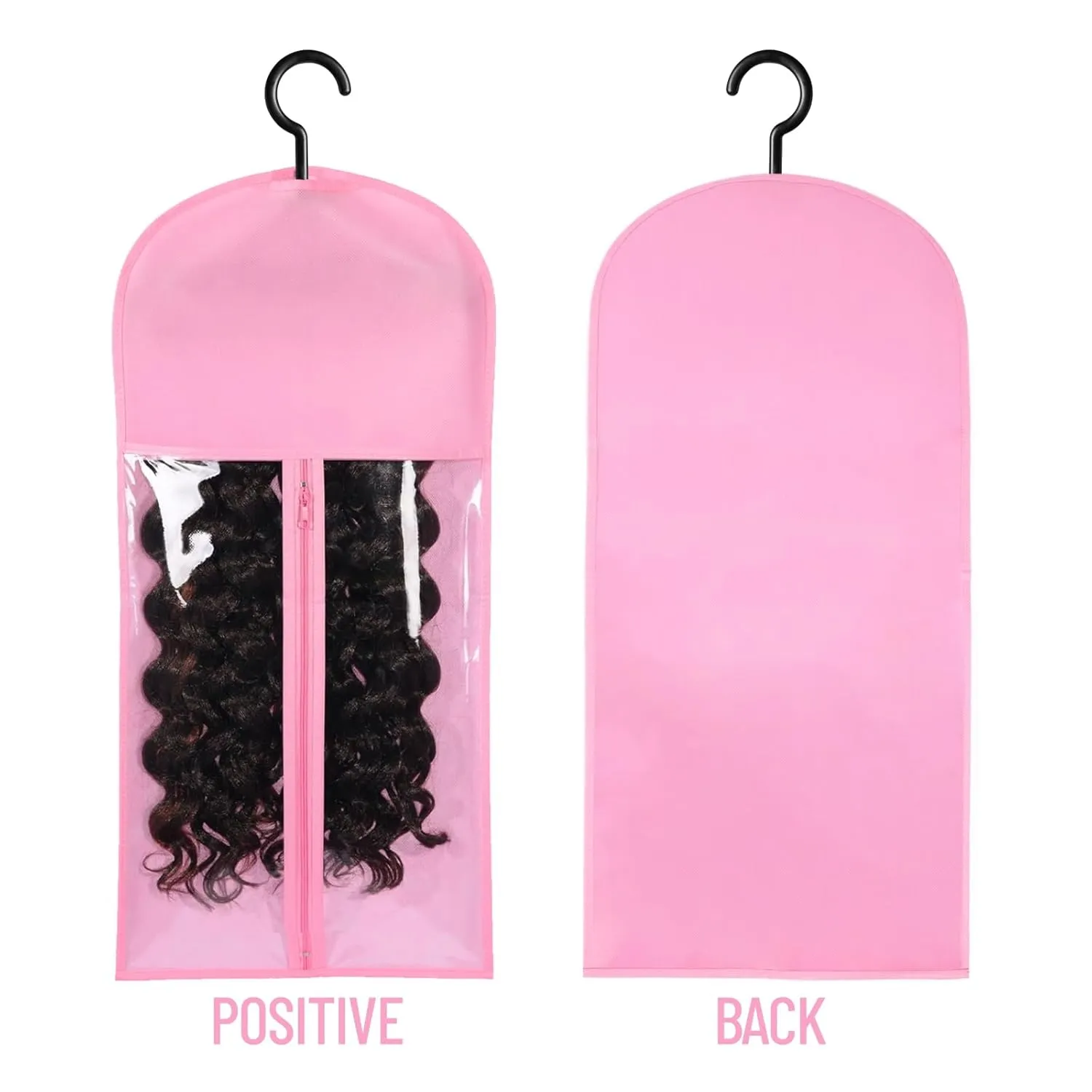 12PCS Wig Storage Wig Bags Storage with Hanger Hair Extension Holder Wig Hanger for Multiple Wigs Hair Extension Hanger Wig Holder Hair Extension Storage Hair Extensions, Wigs & Accessories (PINK)