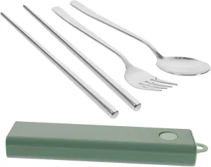 1set Portable Travel Tableware Set Utensil Kit Fork Spoon and Chopsticks Lightweight Space-saving Design for Picnics Camping Go Dining
