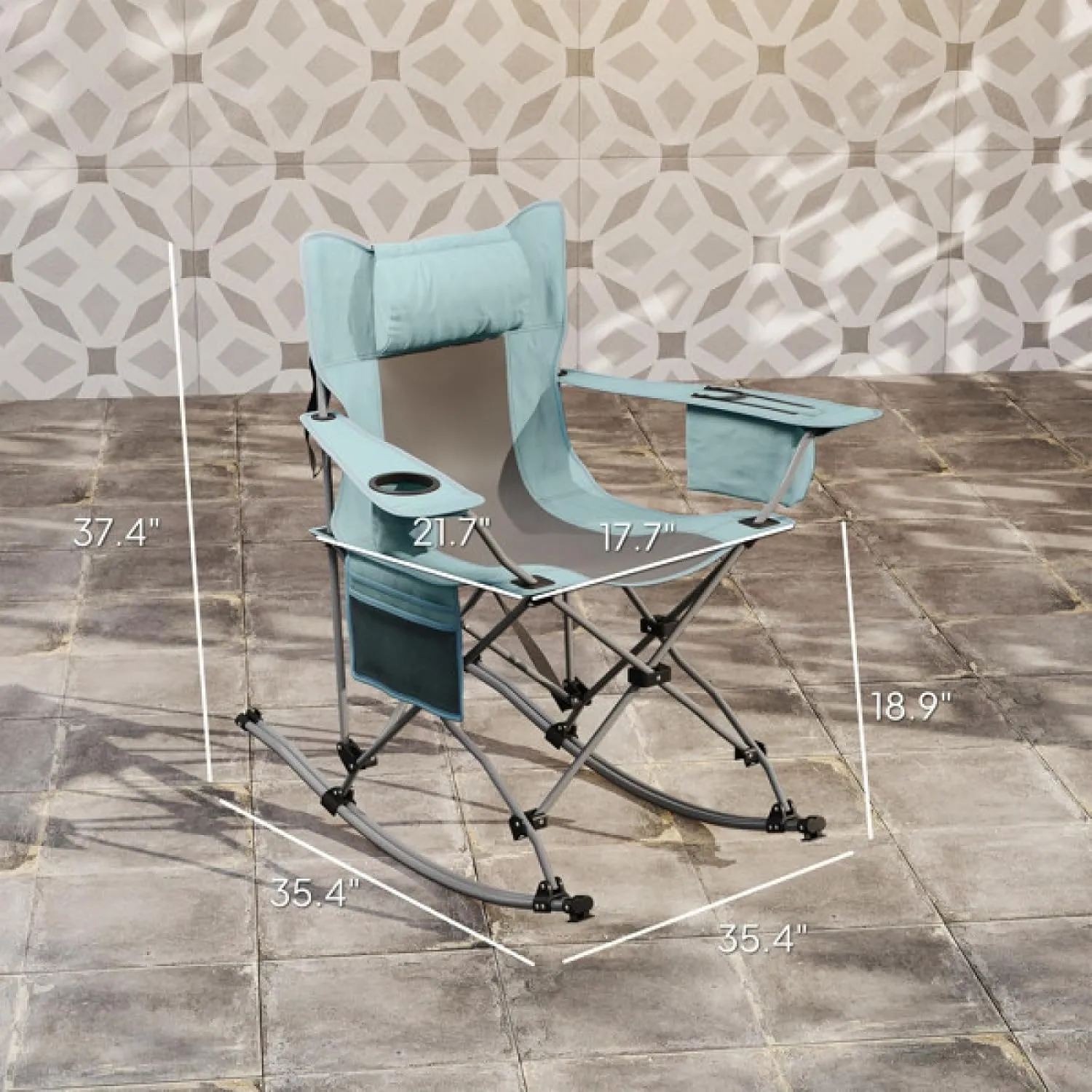 2-Pack Gray Folding Camping Chairs with Cooler Bag, Cup Holder, Headrest Supports 265lbs,Oxford Fabric, Portable for Outdoor