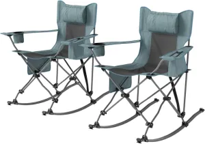 2-Pack Gray Folding Camping Chairs with Cooler Bag, Cup Holder, Headrest Supports 265lbs,Oxford Fabric, Portable for Outdoor