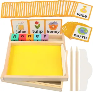 2 Set Sand Tray Toys Wooden,Sand Writing Tray for Kids Classroom Home Learning Educational Sensory Toy,Learning Sand Tray for 3 4 5 Year Old Kids Perfect Preschool Classroom Gift