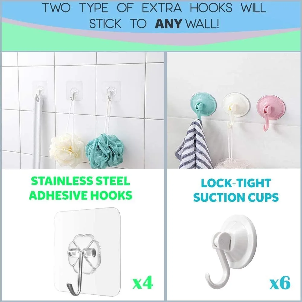 2 x Mesh Bath Toy Organizer   6 Ultra Strong Hooks – The Perfect Bathtub Toy Holder & Bathroom or Shower Caddy – These Multi-use Net Bags Make Baby Bath Toy Storage Easy – For Kids & Toddlers