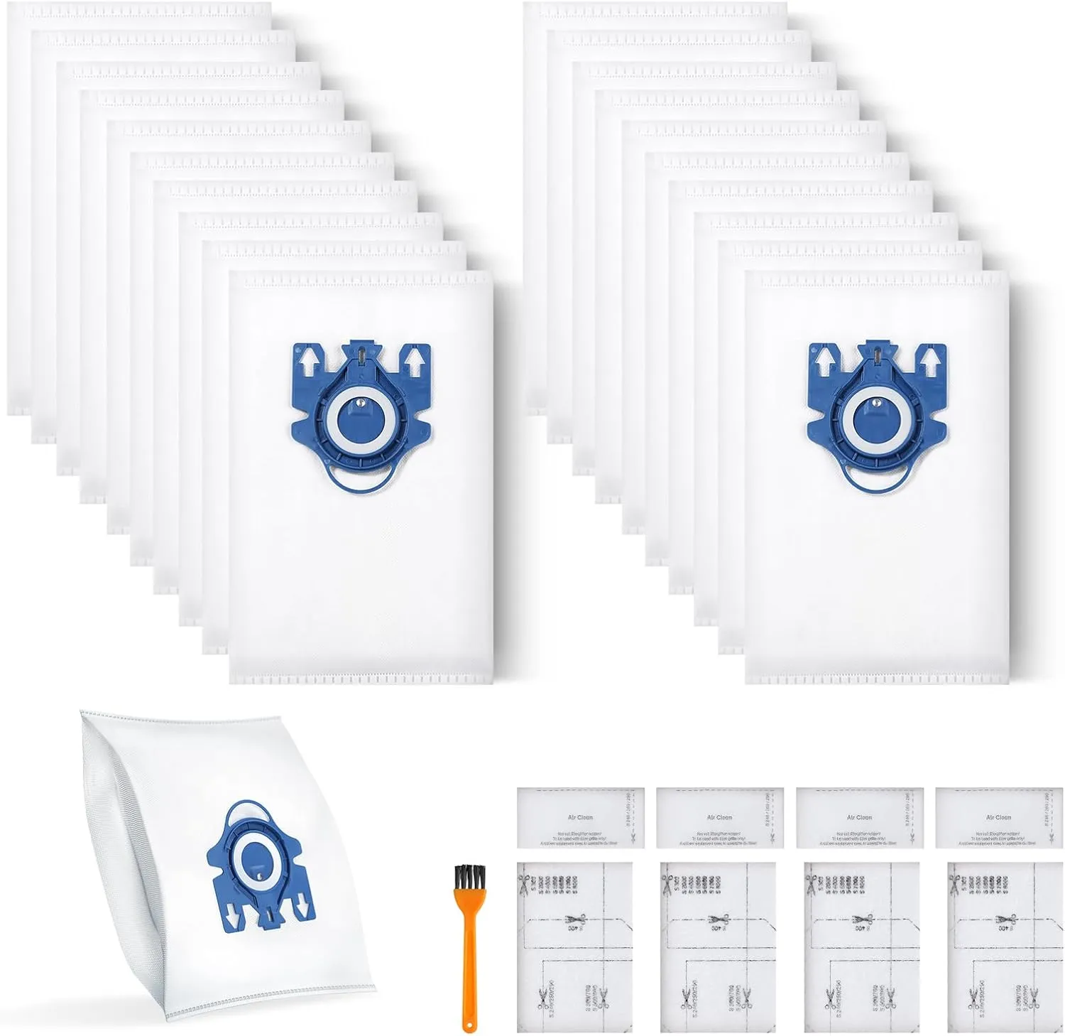 20 Pack 3D Dust Bags, Compatible with Miele GN Vacuum Bags, Replacement for Miele Classic C1 Complete C1, C2, C3, S400i S600 S2 S5 S8 Series, with 4 MP Filters, 4 AC Filters, ‎Blue