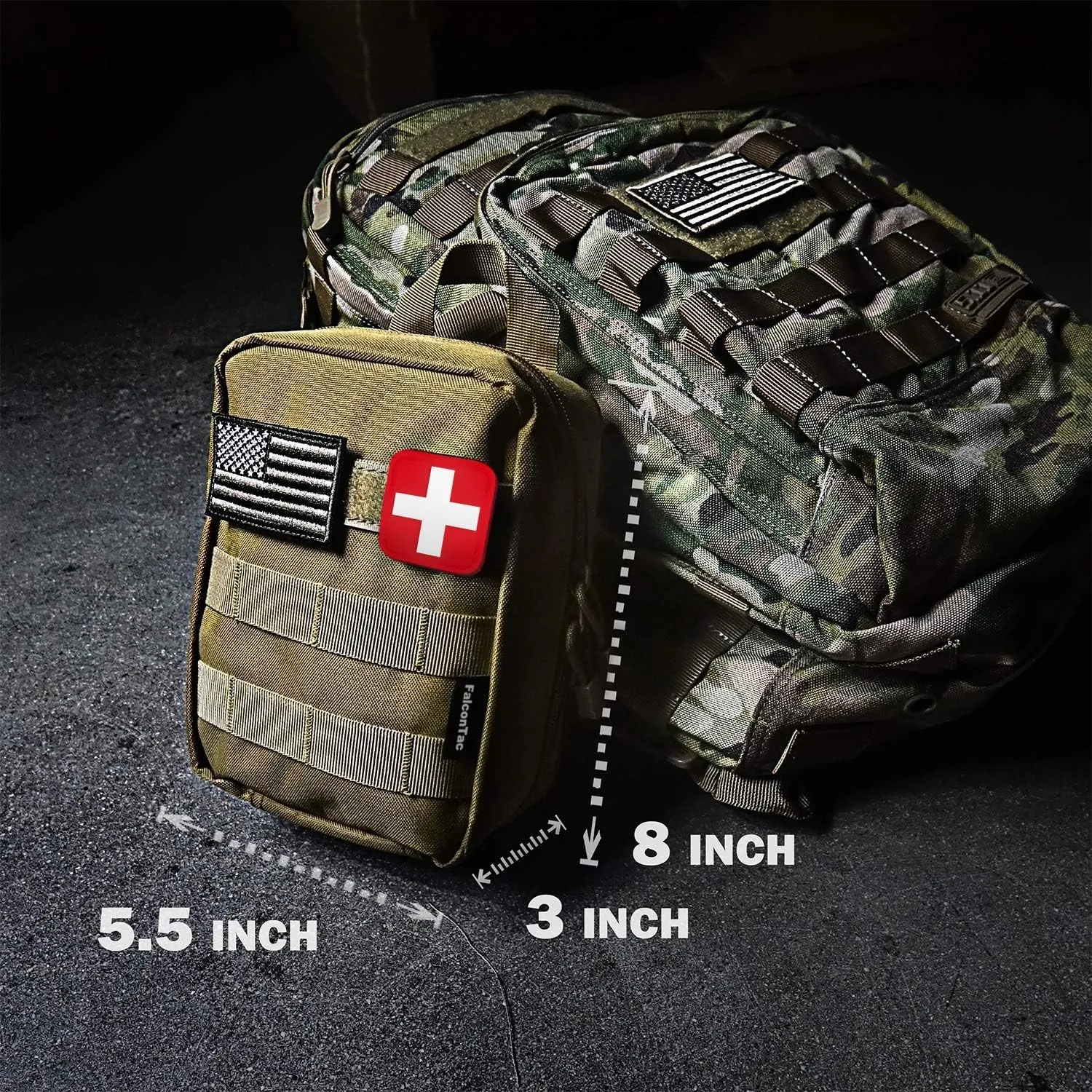 200 Pieces First Aid Kit IFAK Survival Kit Molle System Compatible Pouch, Emergency Kit Gift for Men, Dad, Husband, for Outdoor, Camping, Hunting, Hiking, Home, Earthquake, Disasters Tan
