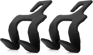 【2021 Upgraded】 Car Purse Hook, 2 in 1 Car Seat Headrest Hooks Durable Hanger Storage Holder Leather Organizer for Hanging Grocery Bags, 2 Pack, Black