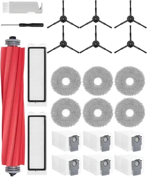 23 Pack Replacement Parts for Roborock Q Revo Robot Vacuum Accessories Kit with1 Main Brush,6 Mop Pads,6 Black Side Brushes,6 Dust Bags,2 Hepa Filter,1 Cleaning Tool,1 Screwdriver