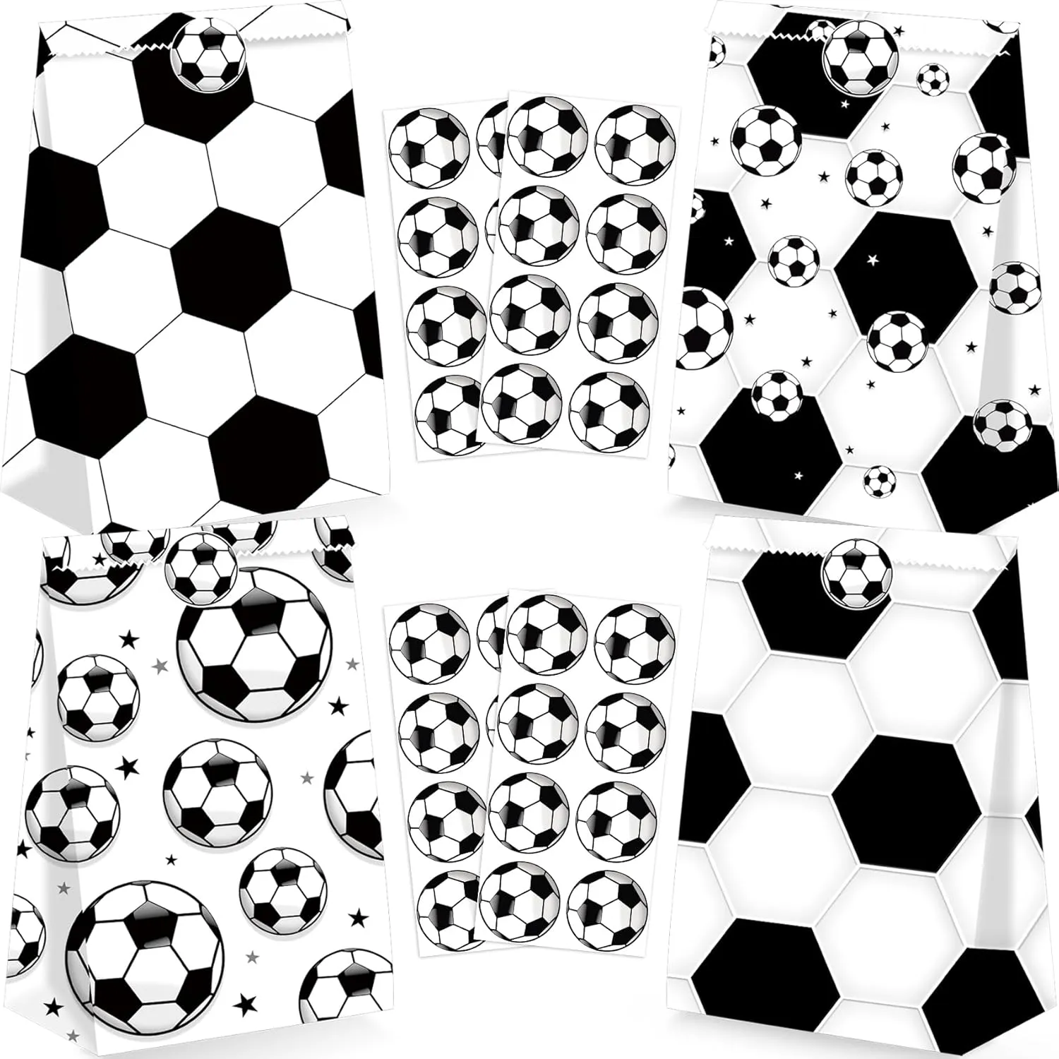 24 Goodie Bags for Soccer Party Supplies - Snack & Treat Bags for Birthday Parties