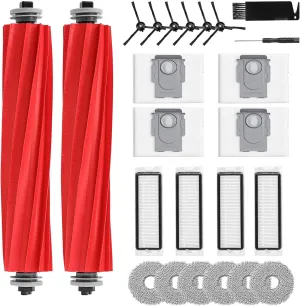 24 Pack Q Revo Accessories Replacement Parts, Compatible with Roborock Q Revo Robot Vacuum Cleaner, 2 Rolling Brushes 4 Filters 4 Dust Bags 6 Mop Pads 6 Side Brushes