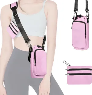25/32/40 oz Water Bottle Holder with Strap, Water Bottle Bag Crossbody Insulation Water Bottle Holder with Small Purse, Adjustable Shoulder Strap (Purple)