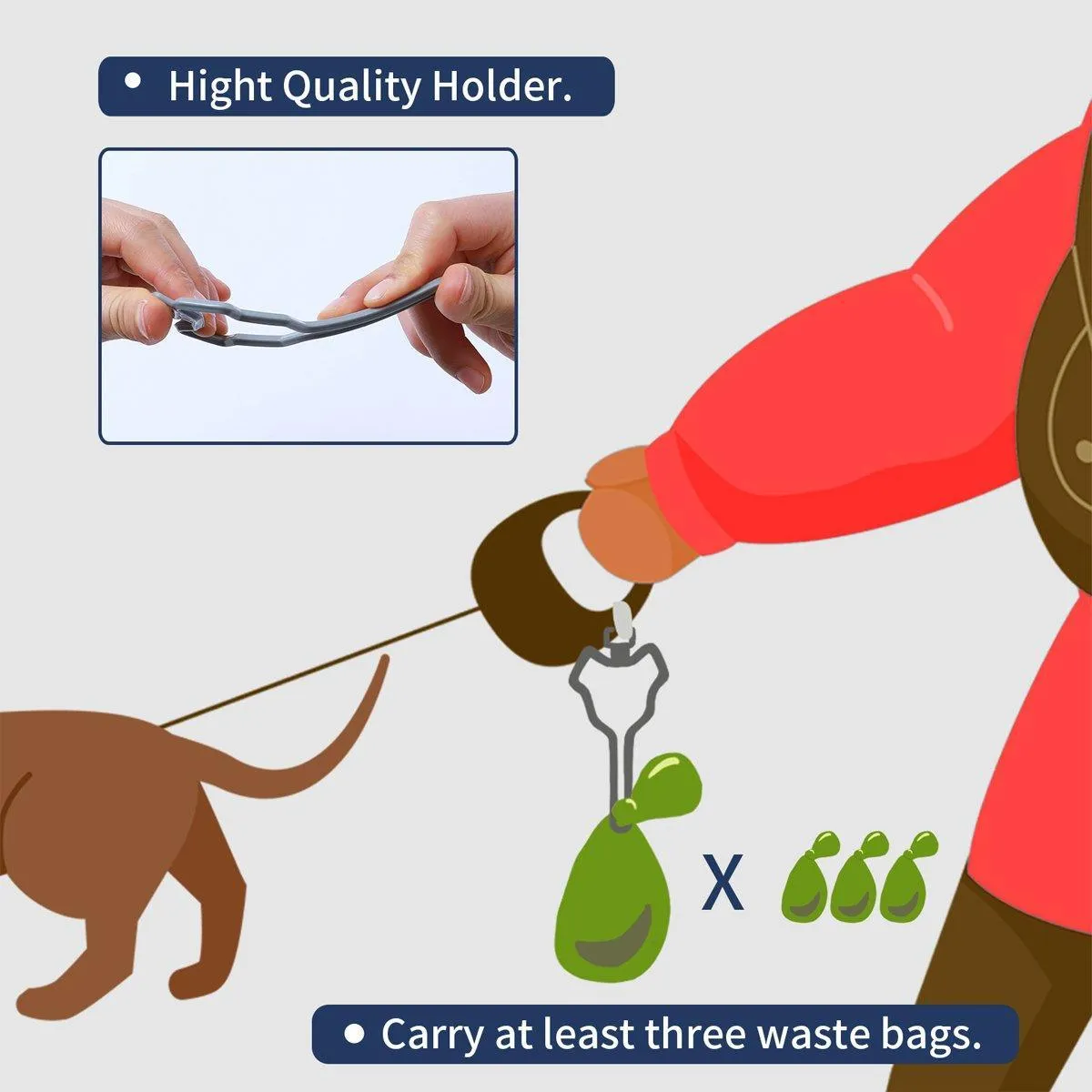 2X Leash Attachment Dog Poo Bag Holder Waste Bag Carrier Large Bearing Capacity
