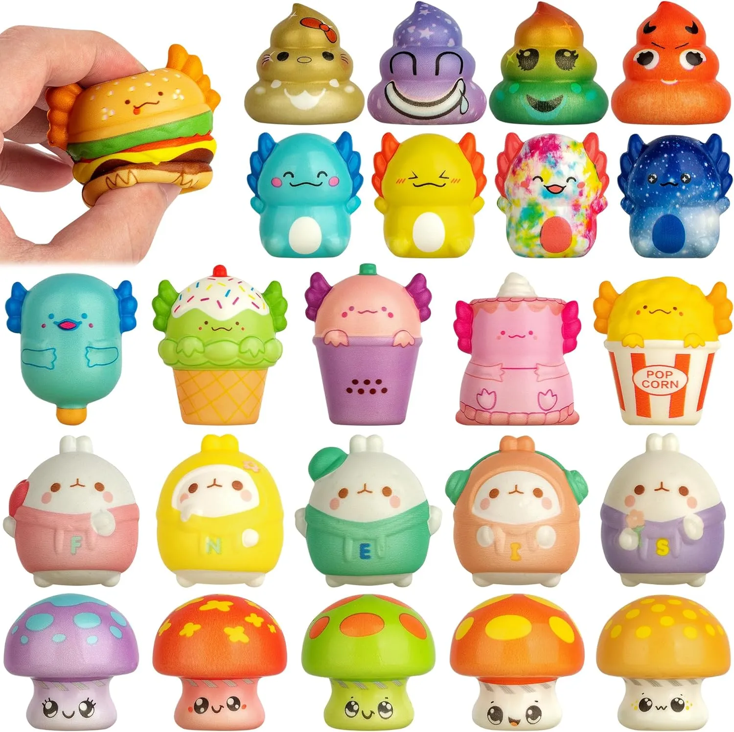 30 PCS Squishy Toys for Kids - Animal Squishies, Party Favors, Goodie Bags Stuffers & Birthday Gifts for Boys & Girls