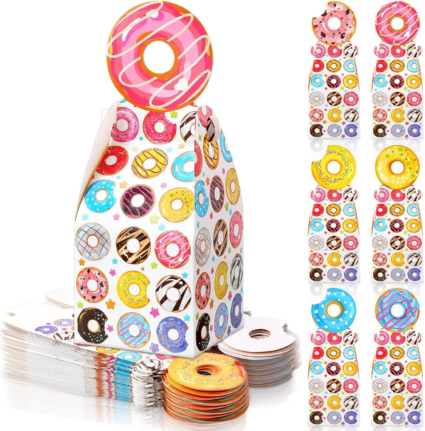 36 Pcs Donut Party Supplies Sweet Doughnut Candy Treat Bags Doughnut Party Favor Box for Donut Theme Two Sweet Party Supplies Decoration for Birthday Party Decorations Supplies