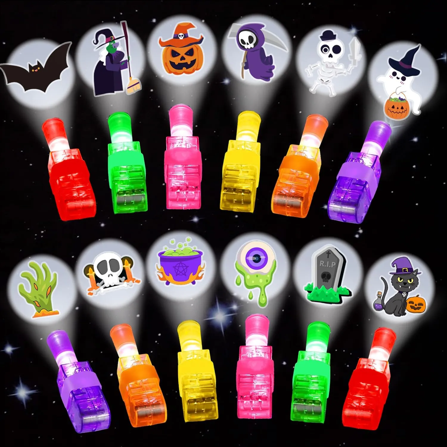 36Pcs Light Up Halloween Toys, Halloween Party Favors 12 Style Finger Lights for Kids, Glow Dark Party, Goodie Bag Fillers, Basket Stuffers, Treats Non Candy, Classroom Prizes, Party Supplies
