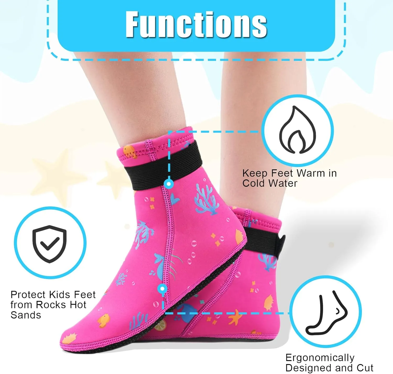 3mm Kids Neoprene Socks Keep Warm Anti Slip Swimming Scuba Diving