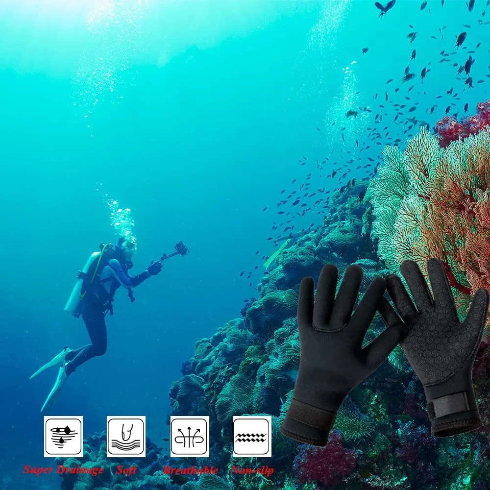 3mm Wetsuit Gloves Neoprene Diving Gloves Thermal Anti-Slip Scuba Gloves for Men Women Snorkeling Water Skiing Swimming Surfing Fishing