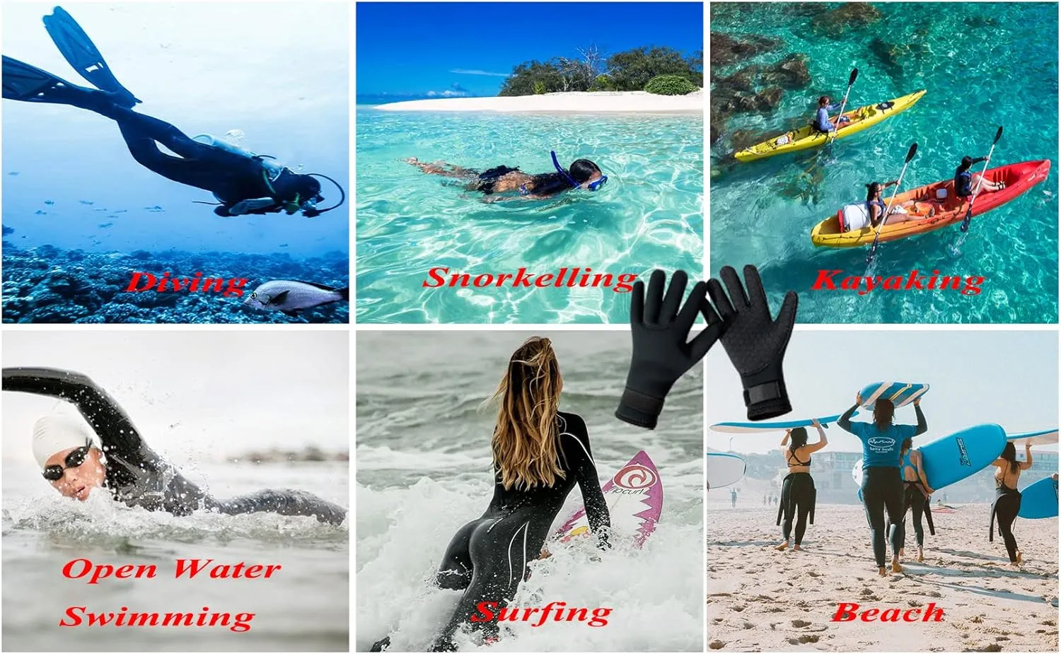 3mm Wetsuit Gloves Neoprene Diving Gloves Thermal Anti-Slip Scuba Gloves for Men Women Snorkeling Water Skiing Swimming Surfing Fishing