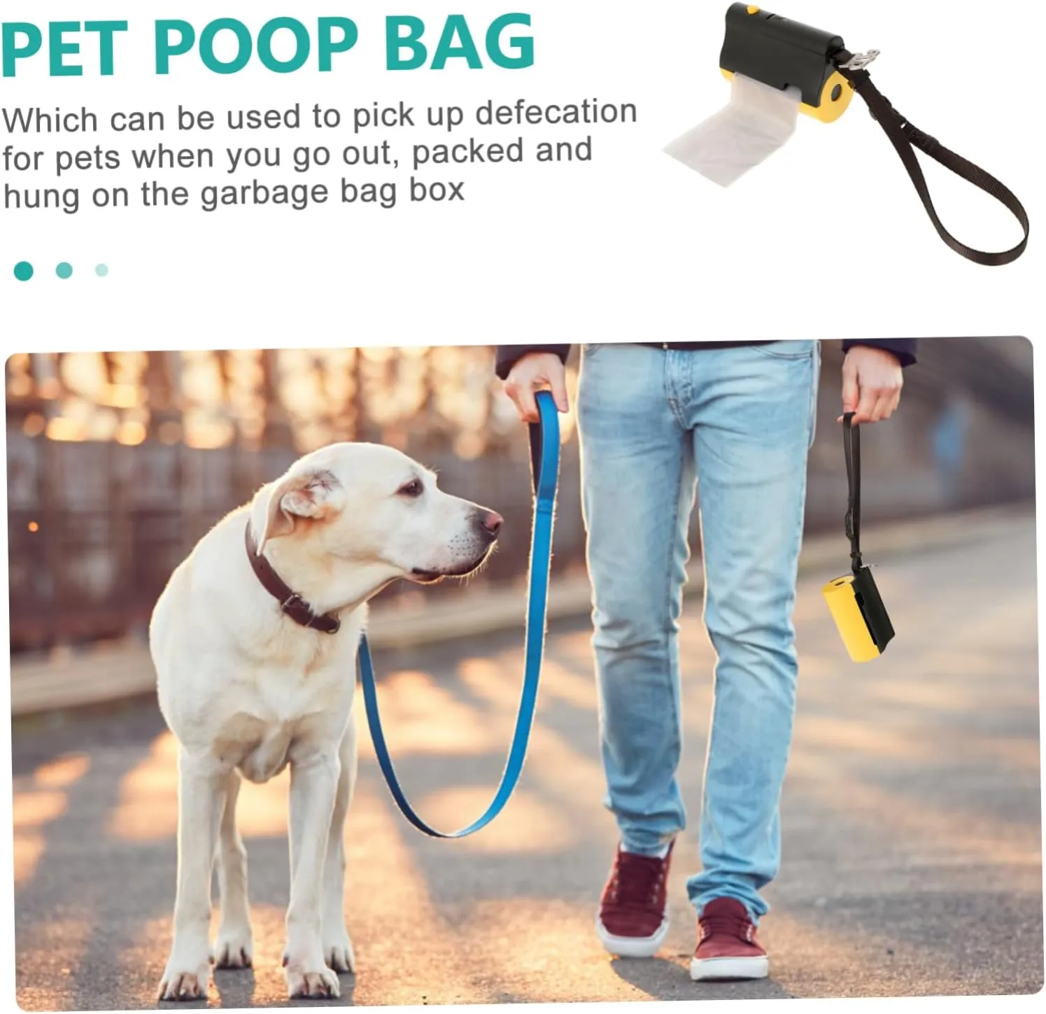 3pcs Pet Waste Bag Holder Bag Dispenser Durable Rope Strong Break-resistant Nighttime Lights