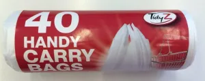 40 Carrier Bags-Fits 15L Pedal Bin-Extra Strong Tie Handle, 10 x 10 x 10 cm