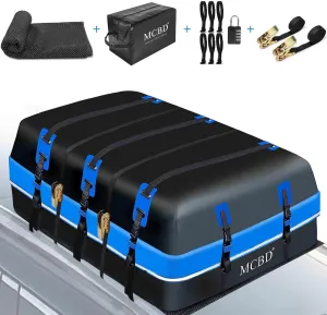 40 Cubic Feet Rooftop Cargo Carrier Bag, Waterproof Soft-Shell Car Roof Bag for All Vehicles SUV with/Without Rack, Car Top Luggage Storage Bag, Blue