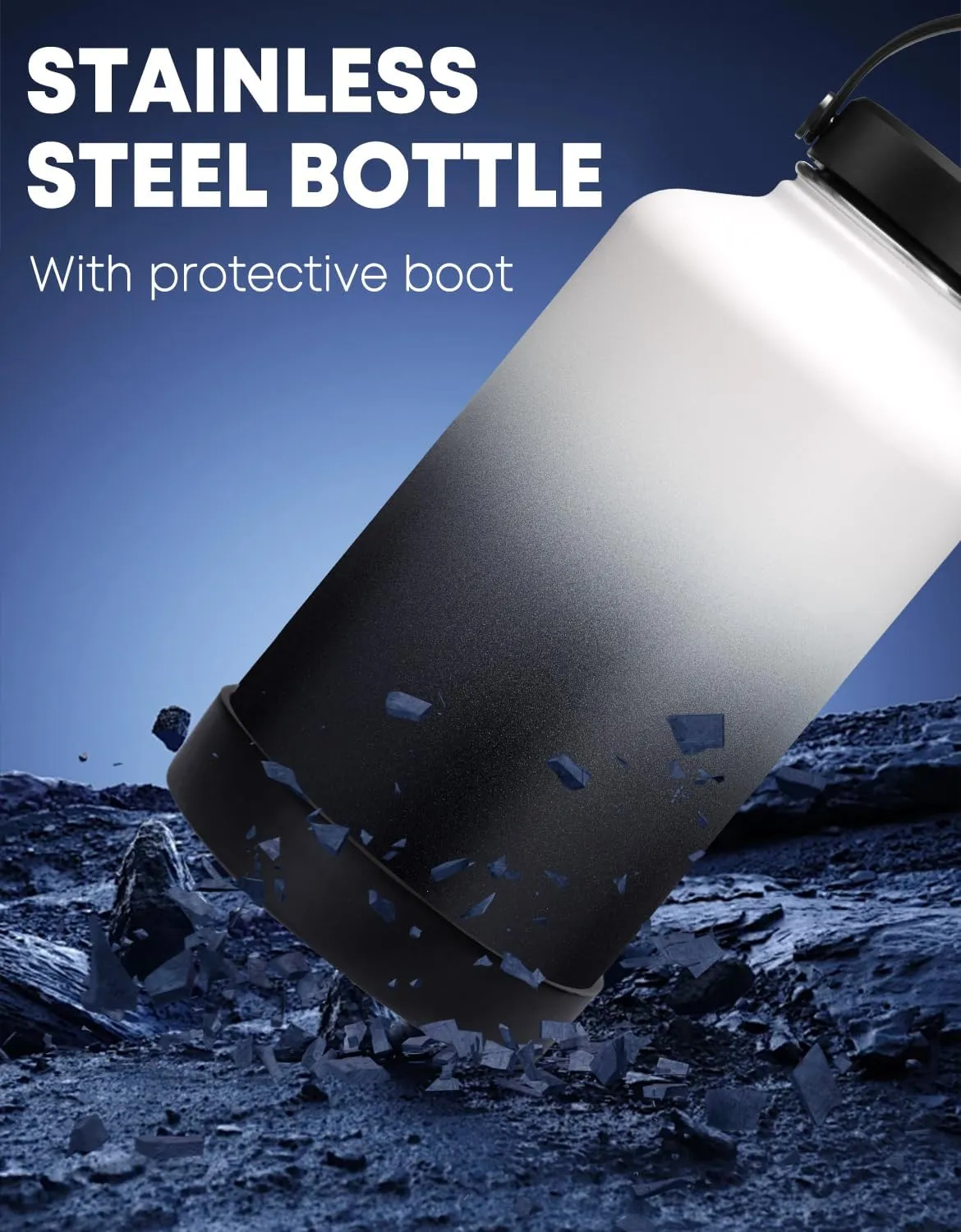 40 oz Stainless Steel Water Bottles Insulated - with Paracord Handle, Straw Lids, Flex Cap, Bottle Carrier & Silicone Boot, Leek Proof Reusable Water Bottle Flask Metal Jug Cold 48 Hrs Hot 24 Hrs