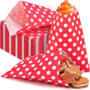 400 Packs 5 x 7 Inches Treat Paper Bags Polka Dot Paper Cookie Bags Candy Buffet Bags Small Paper Treat Bags Paper Snack Bags for Food Sandwich Packaging (Red and White)