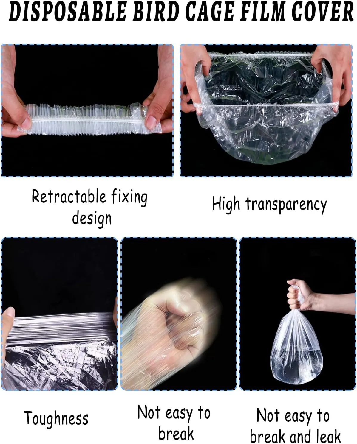 50 Pcs Large Disposable Bird Cage Liners, 34'' X 22'' Plastic Parakeet Cage Liner Bag Birds Cage Tray Liners Universal Film Bird Cage Accessories for Finches Canaries Cockatiels Birdcage