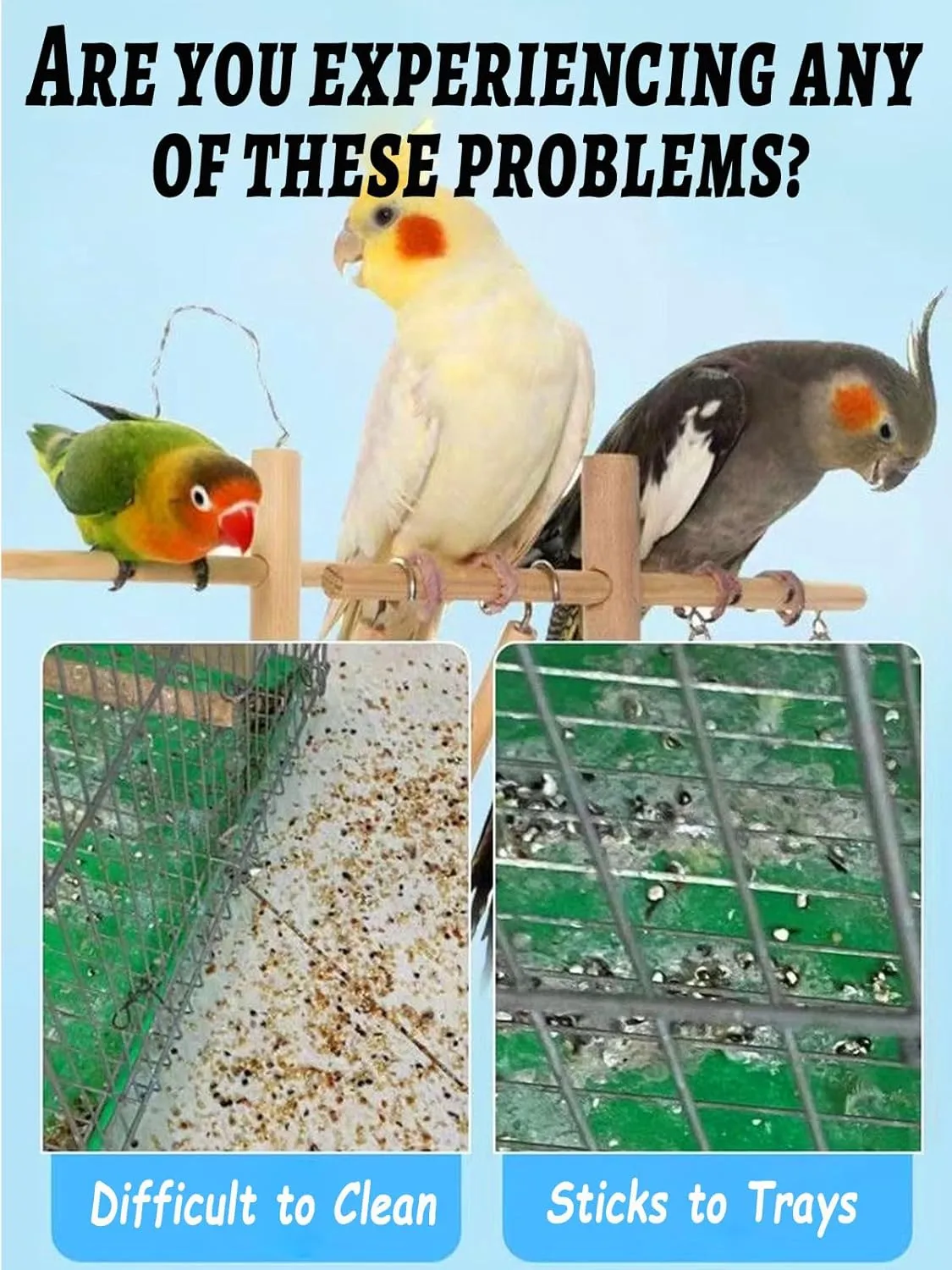 50 Pcs Large Disposable Bird Cage Liners, 34'' X 22'' Plastic Parakeet Cage Liner Bag Birds Cage Tray Liners Universal Film Bird Cage Accessories for Finches Canaries Cockatiels Birdcage
