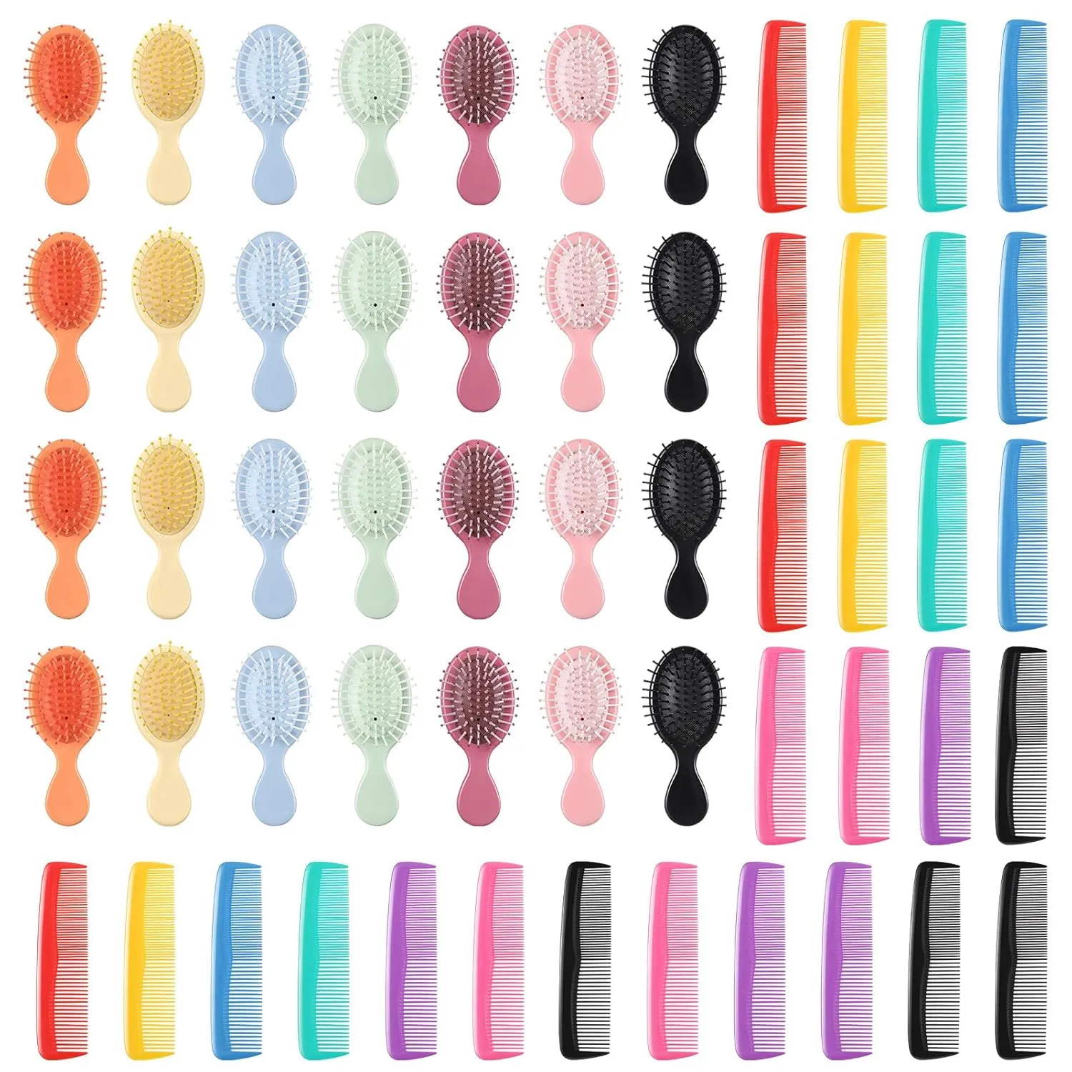 56 Pcs Mini Wet Hair Brush Hair Combs Set 28 Small Pocket Travel Detangler Brush 28 Colorful Combs Toddler Mini Detangling Brushes Soft Bristles for Women Baby Girls Kids(Multicolor)