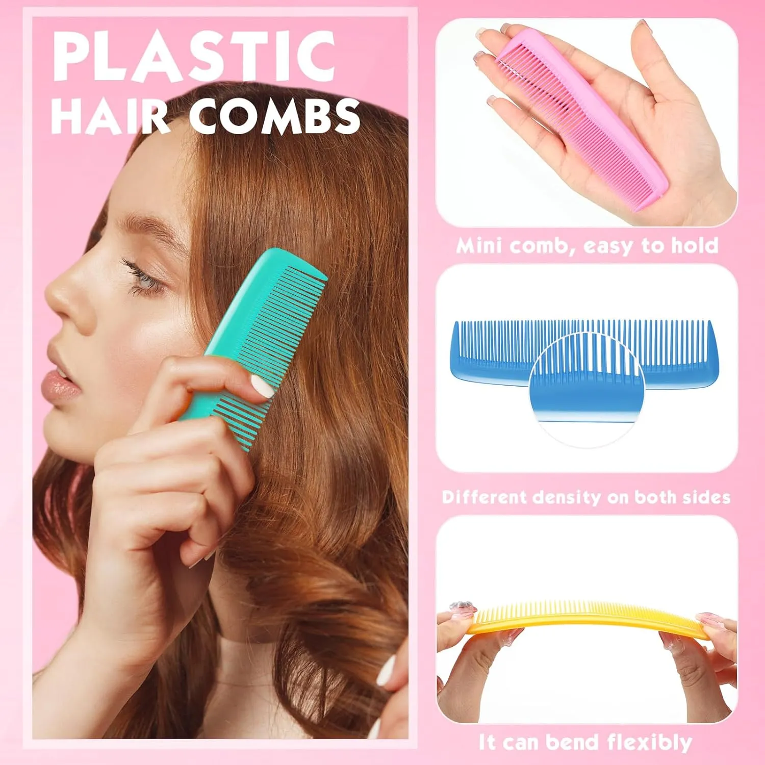 56 Pcs Mini Wet Hair Brush Hair Combs Set 28 Small Pocket Travel Detangler Brush 28 Colorful Combs Toddler Mini Detangling Brushes Soft Bristles for Women Baby Girls Kids(Multicolor)