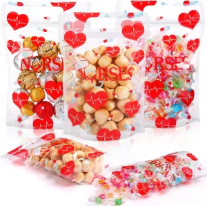 60 Pcs Nurses Sealing Bags Bulk Plastic Nursing Graduation Favor Gift Bags Candy Treat Goodie Cookie Pouch for Doctor Medical Party Supplies
