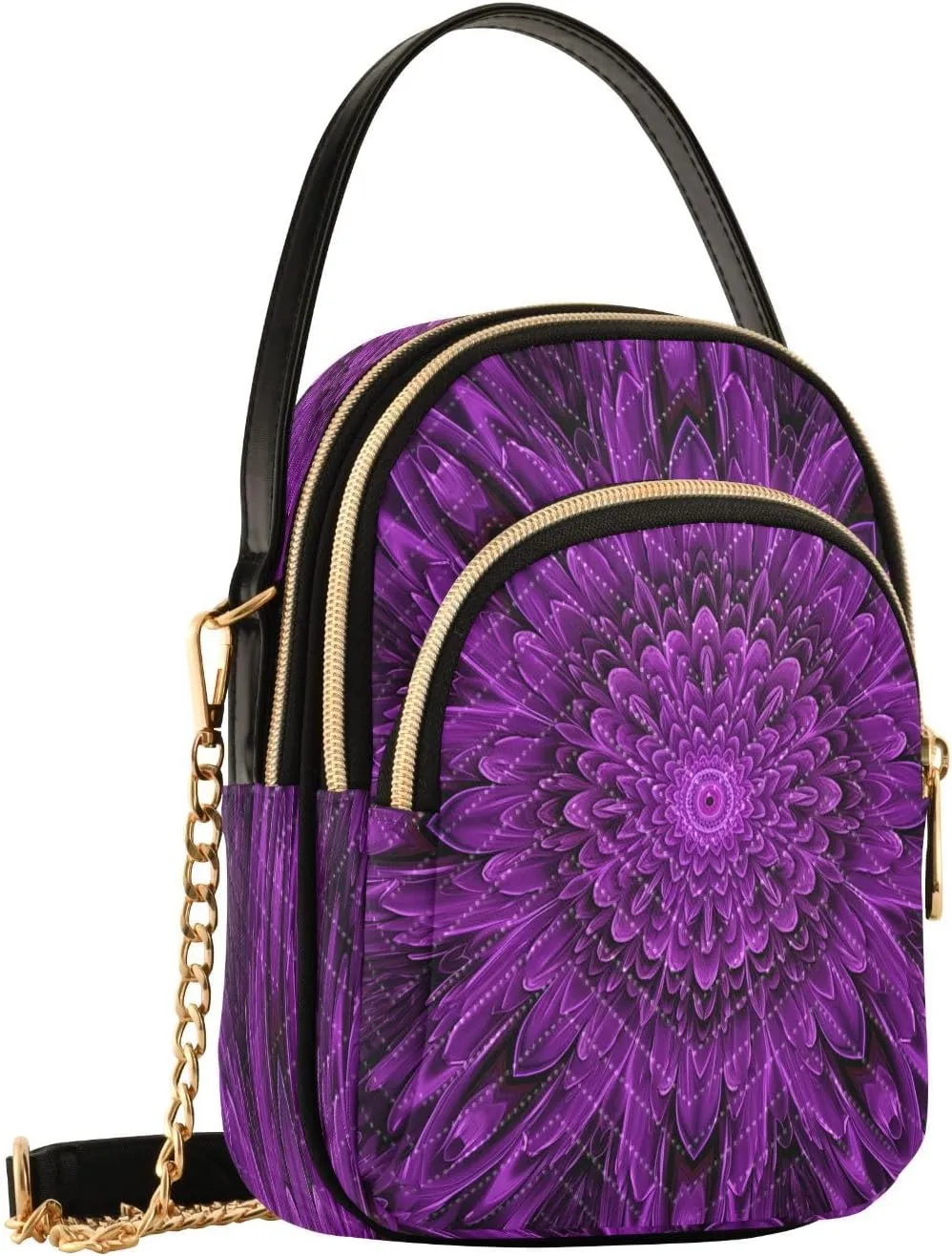 Abstract Flower Petals Violet Crossbody Bags for Women Small Sling Cross Body Bag Fanny Pack Phone Purse with Strap