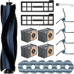 Accessories for Eufy X10 Pro Omni Robot Vacuum Cleaner Replacement parts, 1 Roller Brush, 2 Filters, 6 Mopping Pads, 4 Side Brushes, 4 Dust Bags, 1 Cleaning Brush (18 PCS)