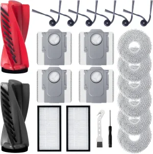 Accessories Set for Roborock Saros 10R robot vacuum cleaner, spare parts with 1 main brush, 2 filters, 6 side brush, 4 dust bags, 6 wiping experts, 1 brush, 1 screwdriver