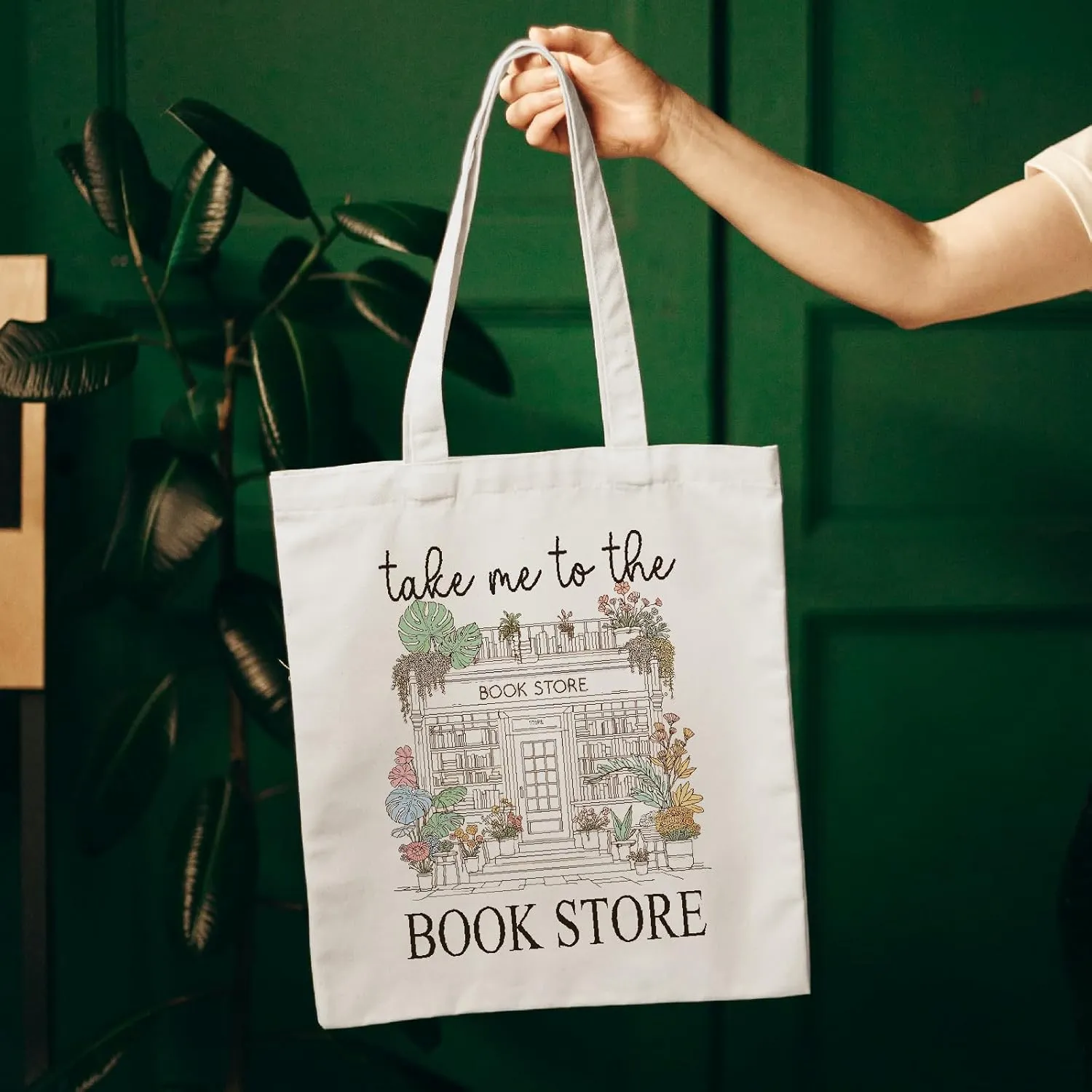 Aesthetic Canvas Tote Bag with Inner Pocket, Cute Reusable Tote Bags for Grocery Shopping, Gifts for Women Friends