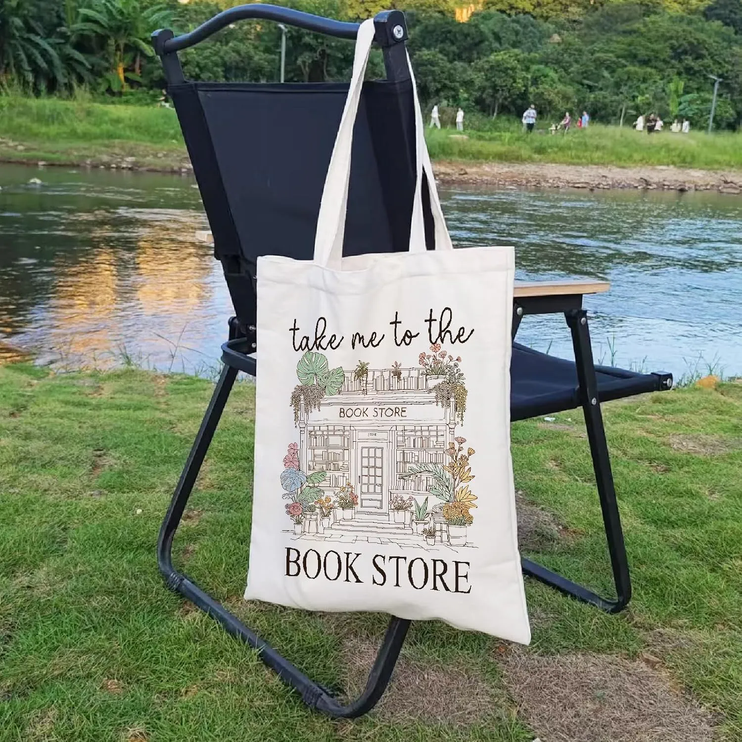 Aesthetic Canvas Tote Bag with Inner Pocket, Cute Reusable Tote Bags for Grocery Shopping, Gifts for Women Friends