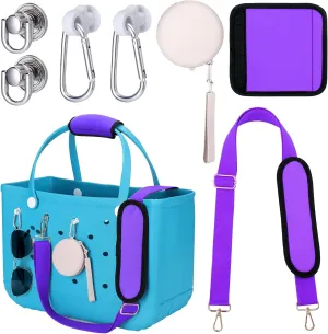 AIERSA Bogg Bag Straps Set,Include Crossbody Strap Handle Wrap Silicone Purse Bag and Key Holder Hooks,Replacement Shoulder Strap for Bogg Bag Accessories - Purple