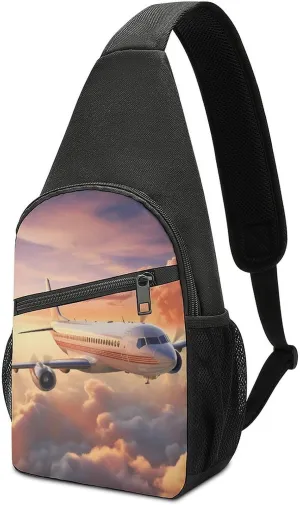 Aircraft Airplane Flying Small Sling Bag Crossbody Bags Casual Chest Bag Daypack for Travel Sports Hiking