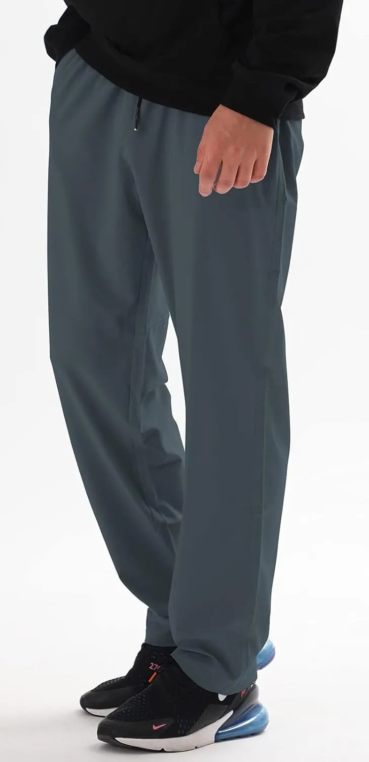 AIRIKE Men's Elastic Waist Hiking Pants Water Resistant Quick-Dry Lightweight Outdoor Sweatpants with Zipper Pockets