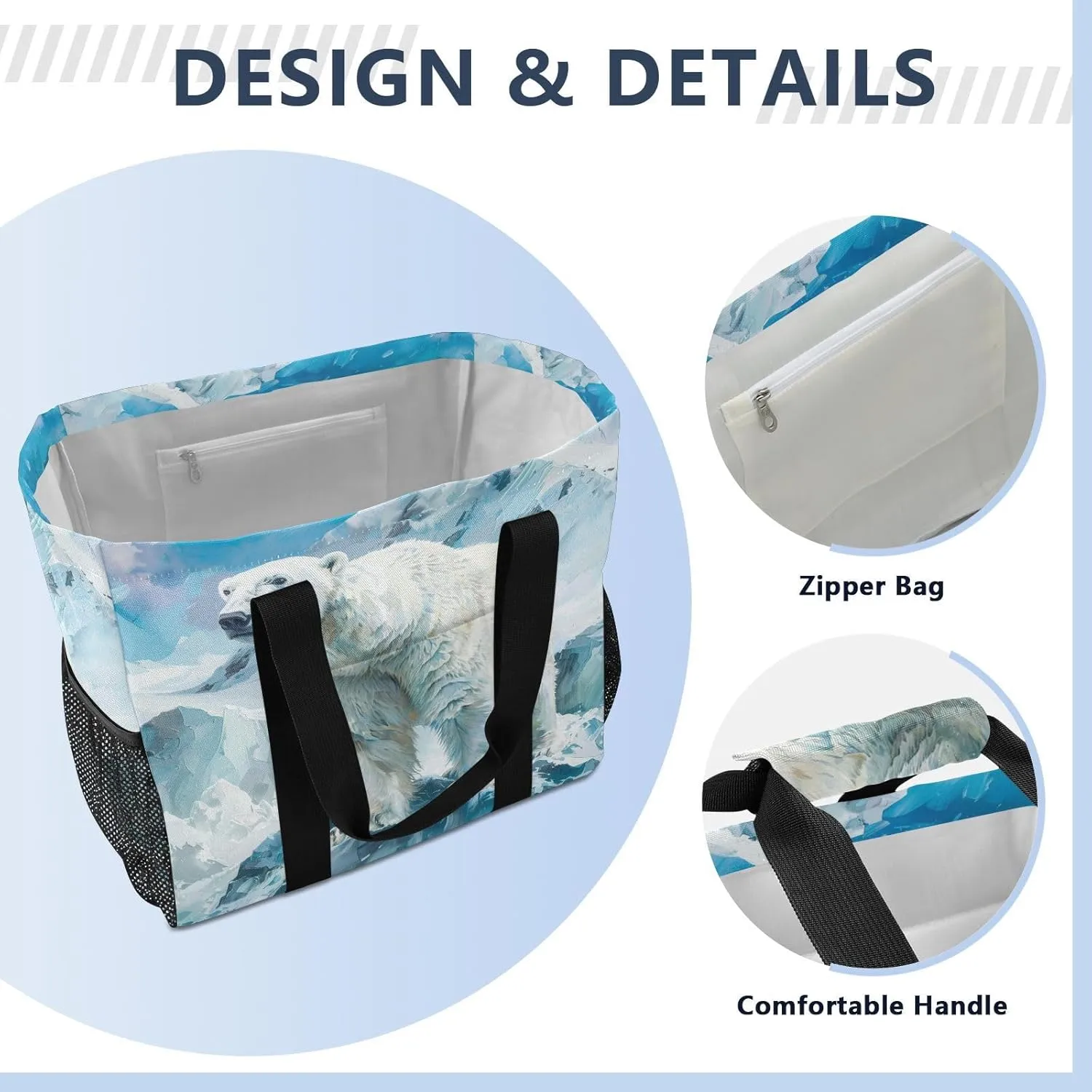ALAZA Bear Space Waterproof Beach Tote Bags