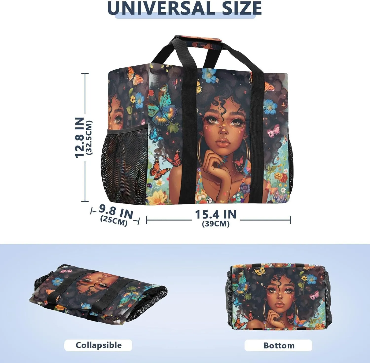 ALAZA Beautiful African Girl Waterproof Beach Tote Bags