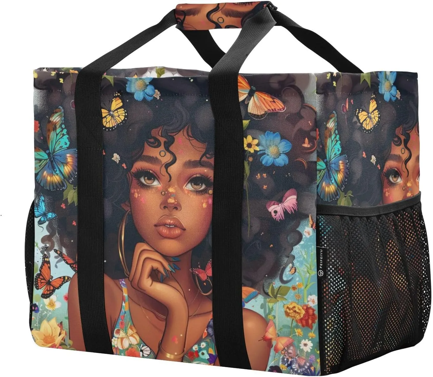 ALAZA Beautiful African Girl Waterproof Beach Tote Bags