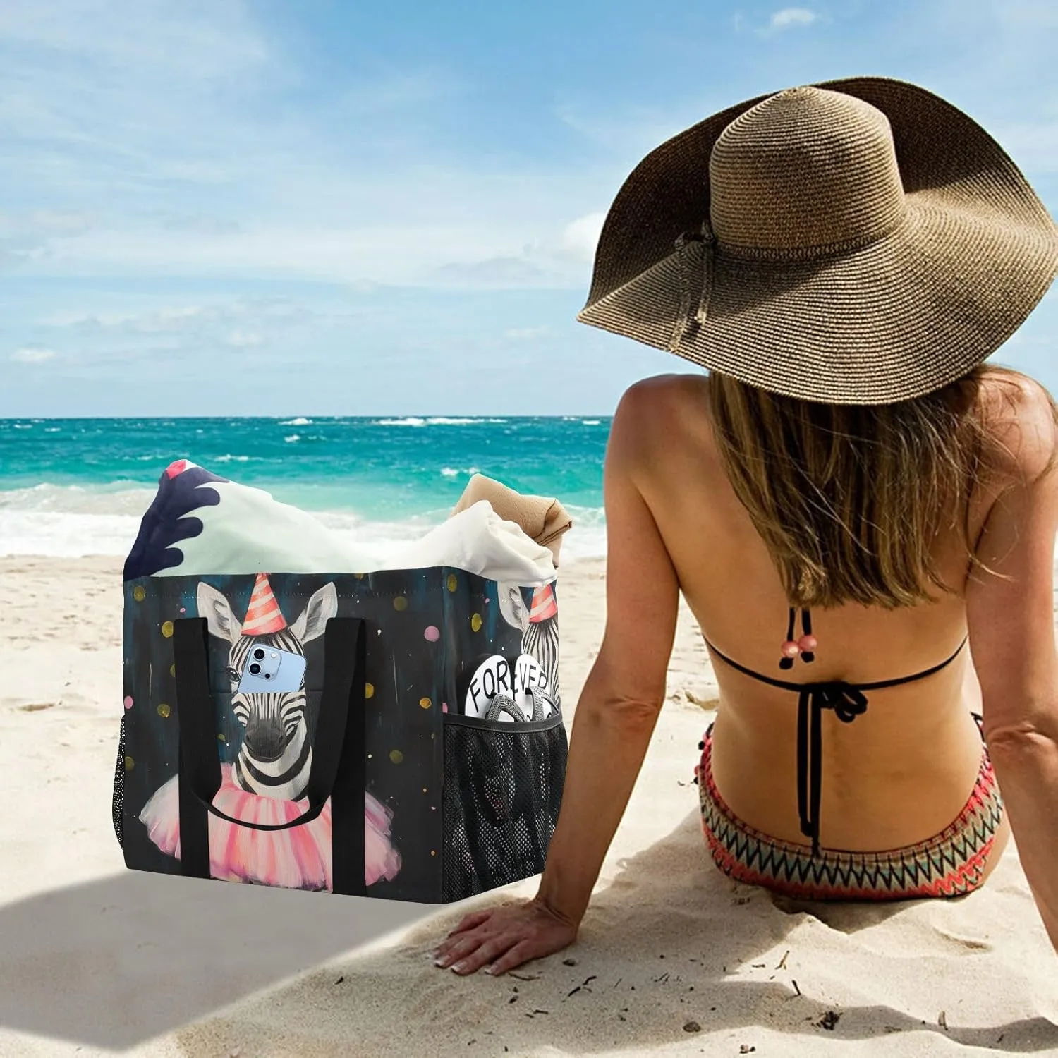 ALAZA Beautiful African Woman Turban Tribal Waterproof Beach Tote Bags