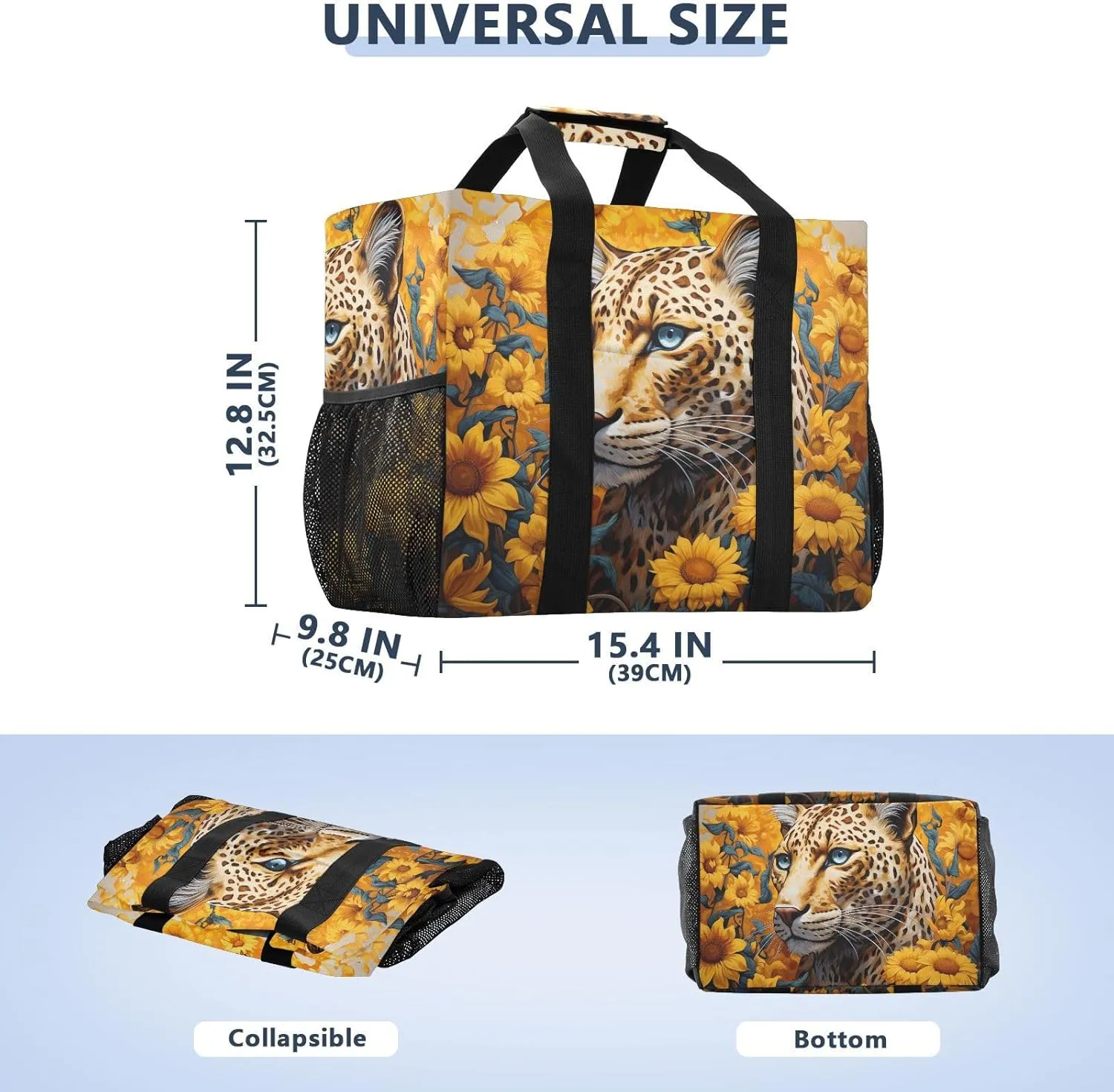 ALAZA Blooming Sunflowers Blue Sky Blue Butterflies Waterproof Beach Tote Bags